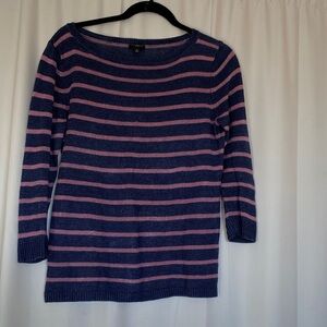 Talbots Navy and Pink Striped Sweater